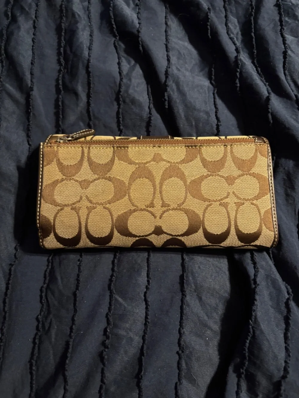 Coach Brown Logo Tri-Fold Checkbook Wallet